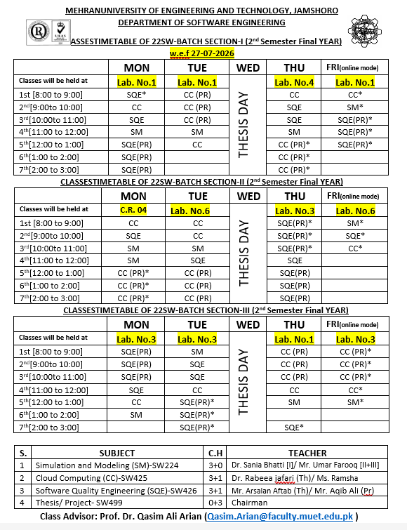 Time Table Unavailable