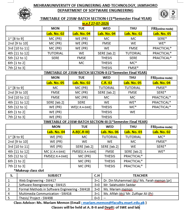 Time Table Unavailable