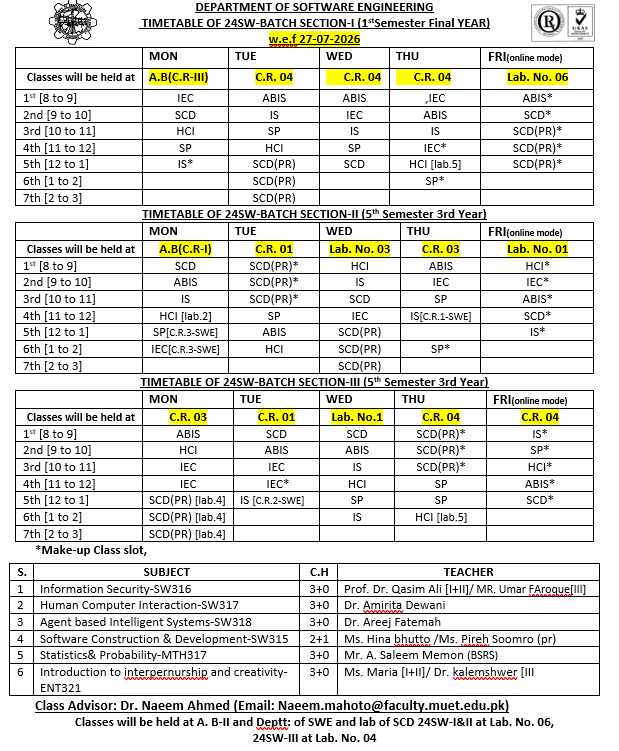 Time Table Unavailable